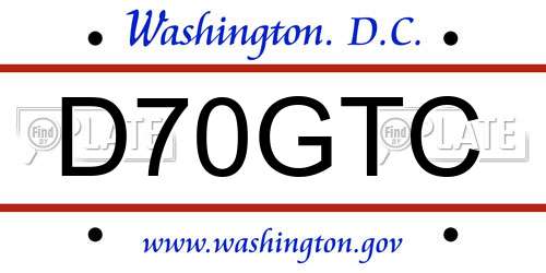 D70GTC District Of Columbia License Plate