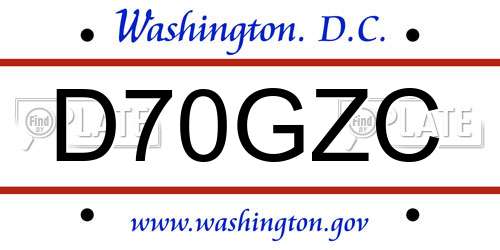 D70GZC District Of Columbia License Plate