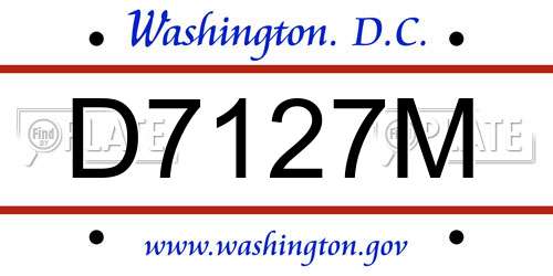 D7127M District Of Columbia License Plate