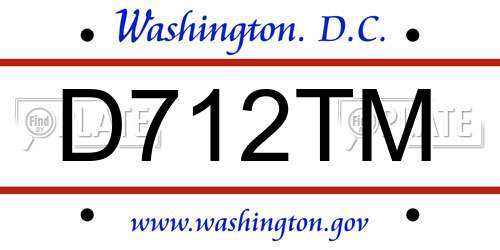 D712TM District Of Columbia License Plate