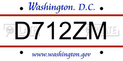 D712ZM District Of Columbia License Plate