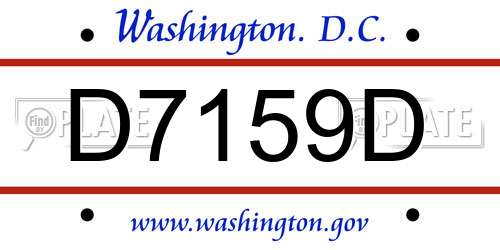 D7159D District Of Columbia License Plate