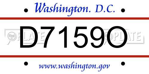 D7159O District Of Columbia License Plate