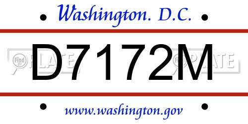 D7172M District Of Columbia License Plate