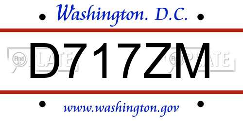 D717ZM District Of Columbia License Plate
