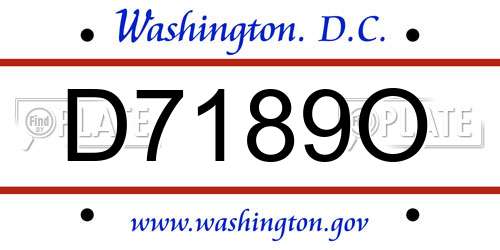 D7189O District Of Columbia License Plate