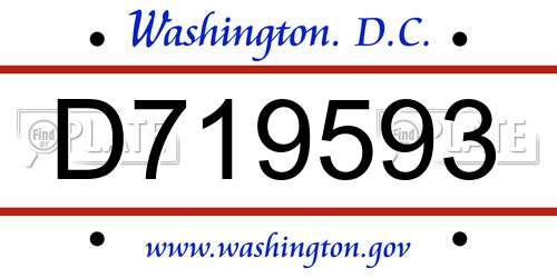 D719593 District Of Columbia License Plate