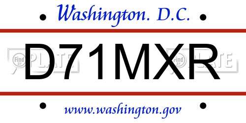 D71MXR District Of Columbia License Plate