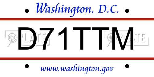 D71TTM District Of Columbia License Plate