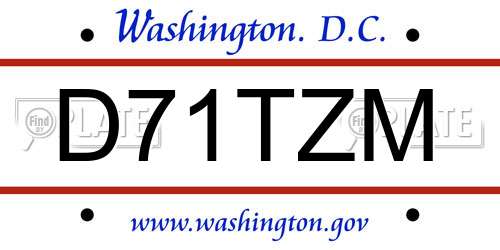 D71TZM District Of Columbia License Plate