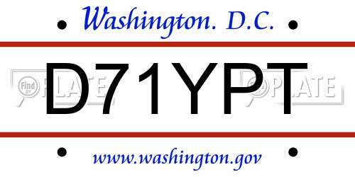 D71YPT District Of Columbia License Plate