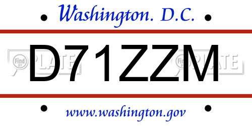 D71ZZM District Of Columbia License Plate