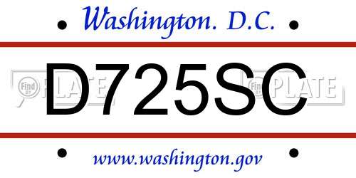 D725SC District Of Columbia License Plate