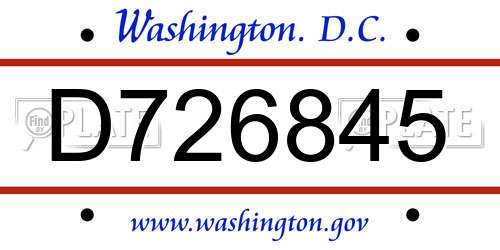 D726845 District Of Columbia License Plate