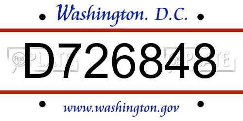 D726848 District Of Columbia License Plate