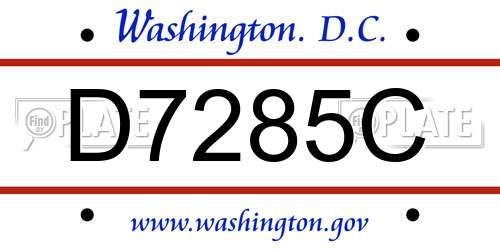 D7285C District Of Columbia License Plate