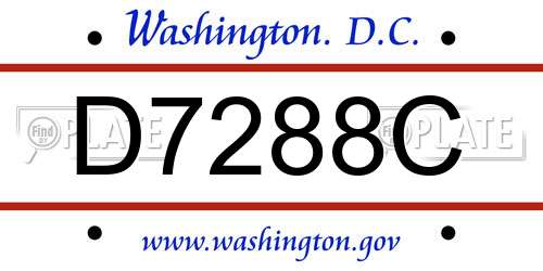 D7288C District Of Columbia License Plate
