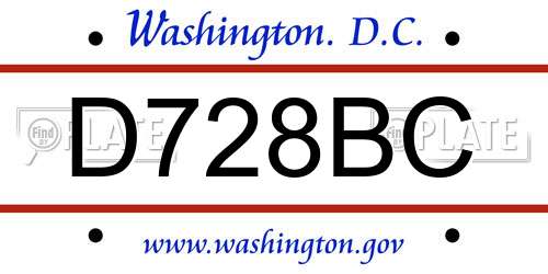 D728BC District Of Columbia License Plate