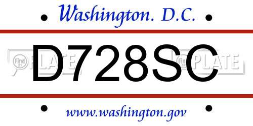 D728SC District Of Columbia License Plate