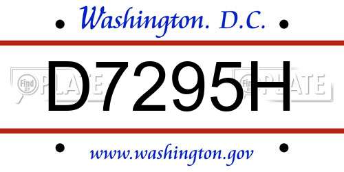 D7295H District Of Columbia License Plate