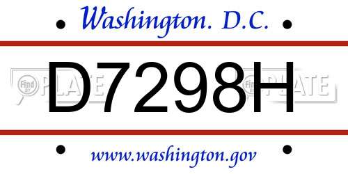 D7298H District Of Columbia License Plate