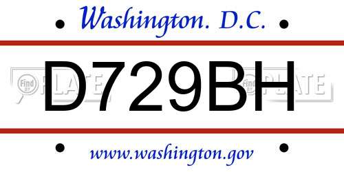D729BH District Of Columbia License Plate