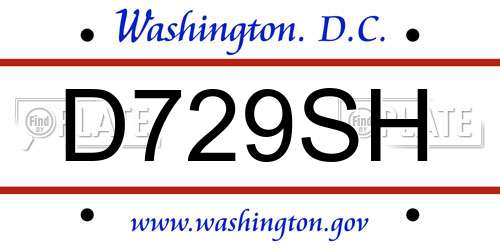 D729SH District Of Columbia License Plate