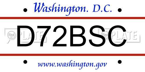 D72BSC District Of Columbia License Plate