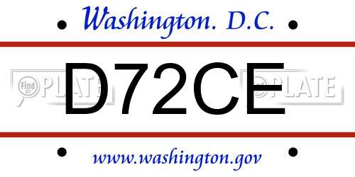 D72CE District Of Columbia License Plate