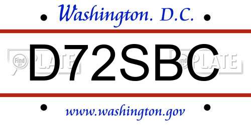 D72SBC District Of Columbia License Plate