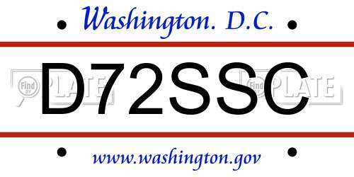 D72SSC District Of Columbia License Plate