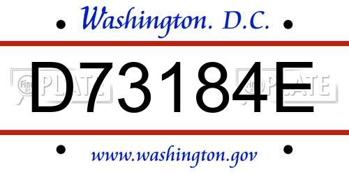D73184E District Of Columbia License Plate