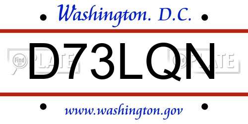 D73LQN District Of Columbia License Plate