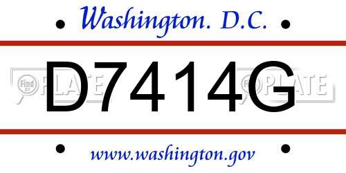 D7414G District Of Columbia License Plate