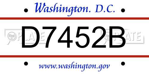 D7452B District Of Columbia License Plate