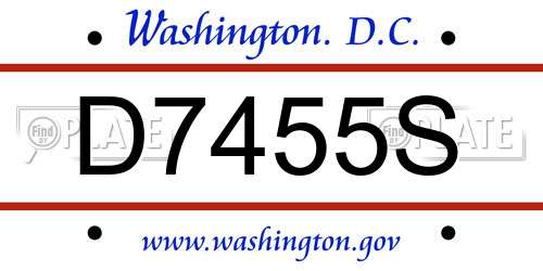 D7455S District Of Columbia License Plate