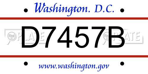 D7457B District Of Columbia License Plate