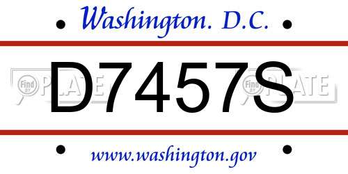 D7457S District Of Columbia License Plate