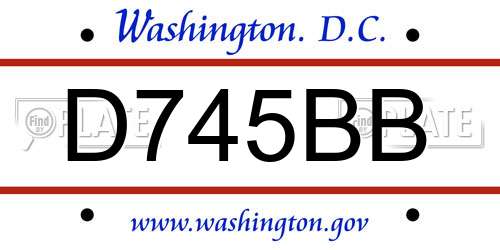 D745BB District Of Columbia License Plate