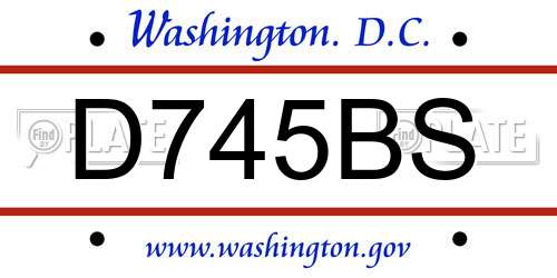 D745BS District Of Columbia License Plate