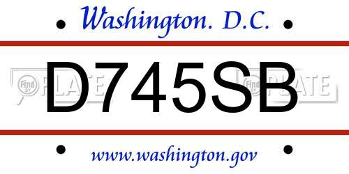 D745SB District Of Columbia License Plate