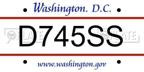 D745SS District Of Columbia License Plate