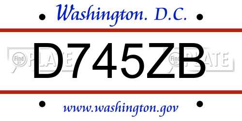 D745ZB District Of Columbia License Plate