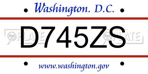 D745ZS District Of Columbia License Plate