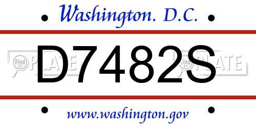 D7482S District Of Columbia License Plate