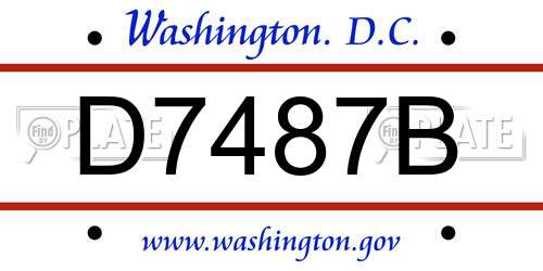 D7487B District Of Columbia License Plate