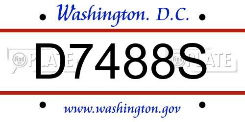 D7488S District Of Columbia License Plate
