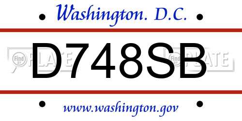 D748SB District Of Columbia License Plate