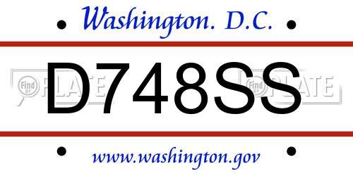 D748SS District Of Columbia License Plate