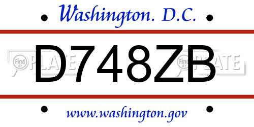 D748ZB District Of Columbia License Plate